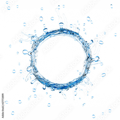 水の輪とはじける水滴のイラストCG