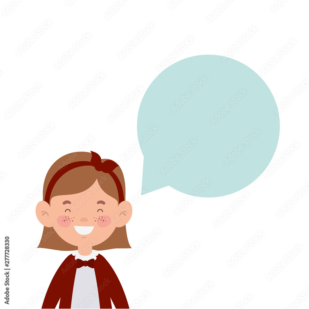 student girl smiling with speech bubble student girl smiling with speech bubble