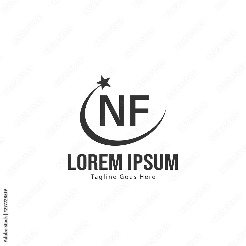 Initial NF logo template with modern frame. Minimalist NF letter logo vector illustration