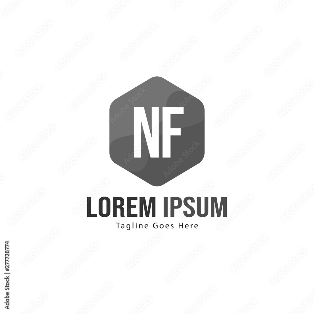Initial NF logo template with modern frame. Minimalist NF letter logo vector illustration