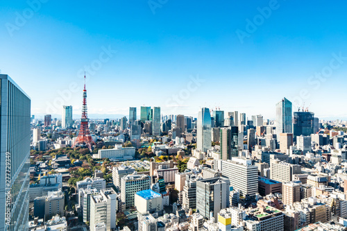 Tokyo cityscape - modern aerial view with Roppongi and Minato wards.