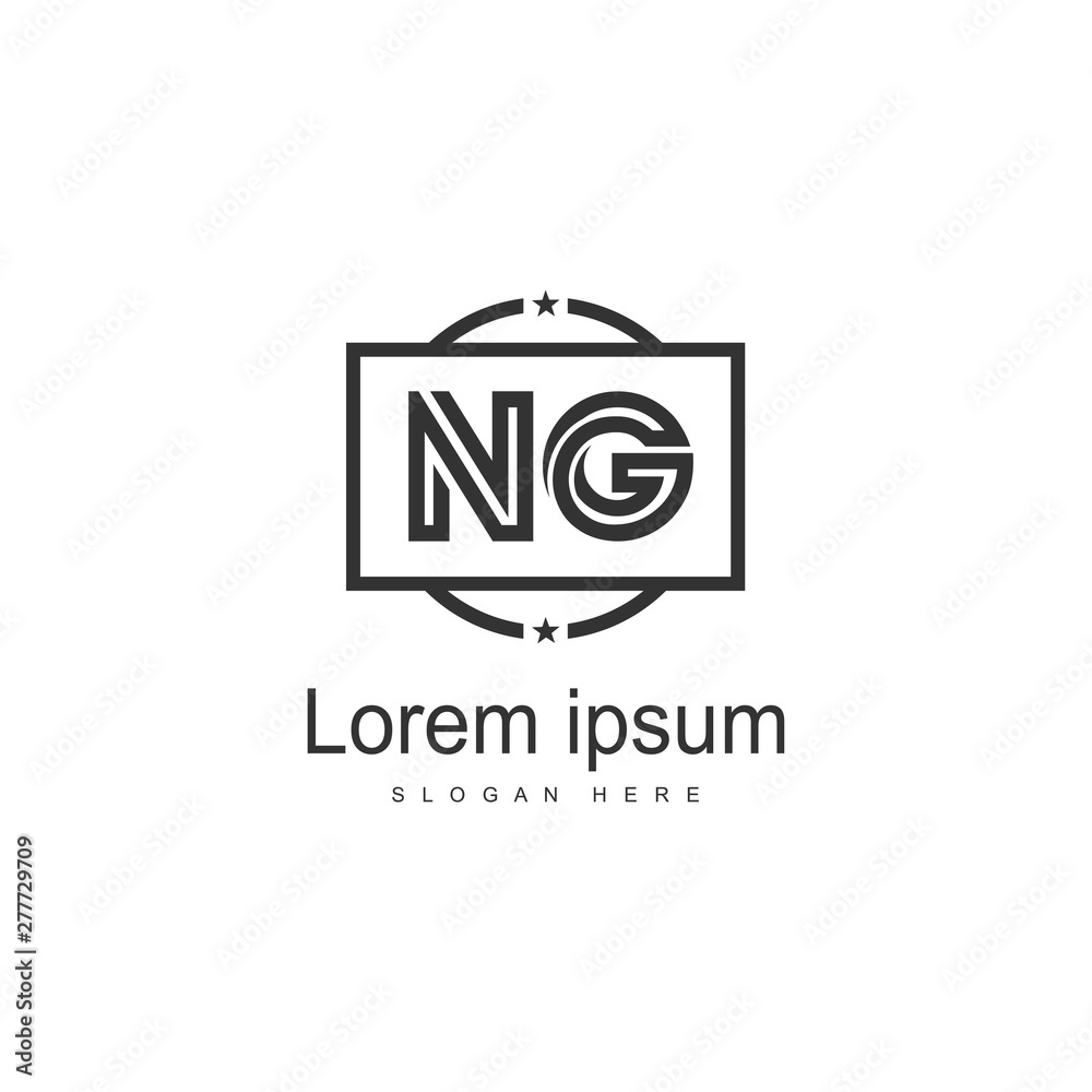 Initial NG logo template with modern frame. Minimalist NG letter logo vector illustration