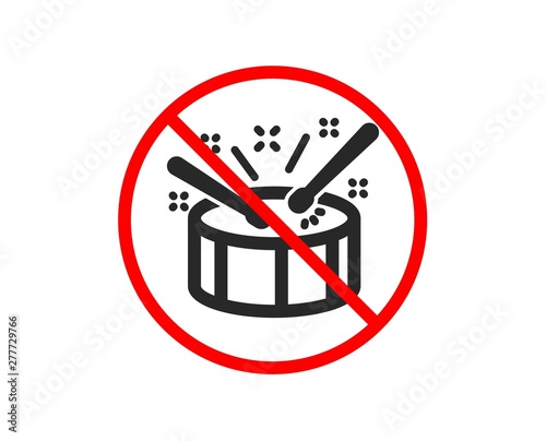 Wallpaper Mural No or Stop. Drums with drumsticks icon. Music sign. Musical instrument symbol. Prohibited ban stop symbol. No drums icon. Vector Torontodigital.ca