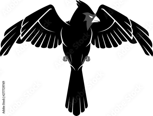 Cardinal Bird Black Grey