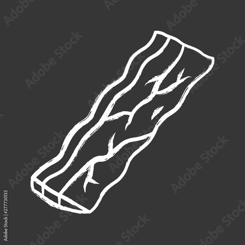 Bacon chalk icon. Butchers meat. Roasted sowbelly. Piece of lard. Yummy rasher. Meat production and sale. Butchery business. Isolated vector chalkboard illustration