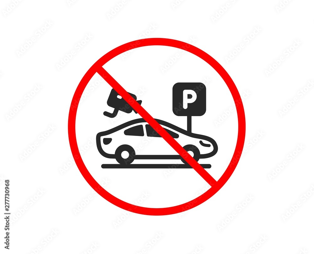 No or Stop. Parking with video monitoring icon. Car park sign. Transport place symbol. Prohibited ban stop symbol. No parking security icon. Vector No or Stop. Parking with video monitoring icon. Car park sign. Transport place symbol. Prohibited ban stop symbol. No parking security icon. Vector