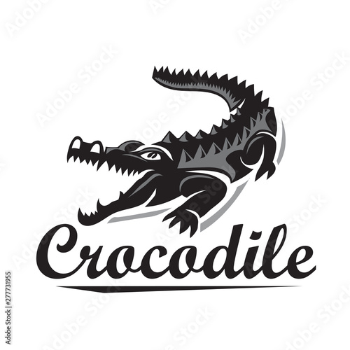 Angry wild crocodile art logo design inspiration