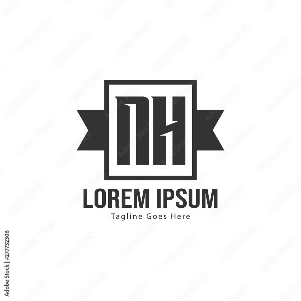 Initial NH logo template with modern frame. Minimalist NH letter logo vector illustration