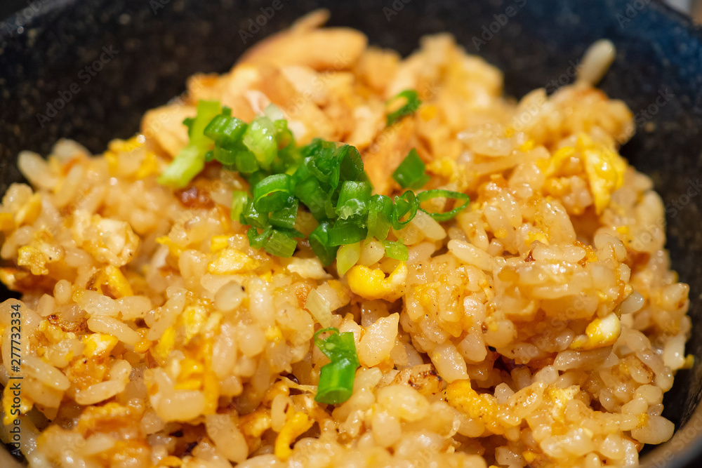 stir fried garlic rice close up stir fried garlic rice close up