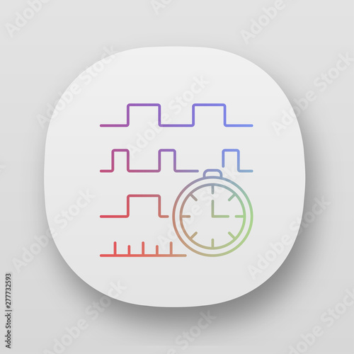 Timing diagram app icon. Signals set in time domain. Process chart. Timing relationships description. Digital science. UI/UX user interface. Web or mobile applications. Vector isolated illustrations photo