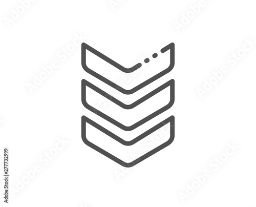 Shoulder strap line icon. Army reward sign. Best rank symbol. Quality design element. Linear style shoulder strap icon. Editable stroke. Vector