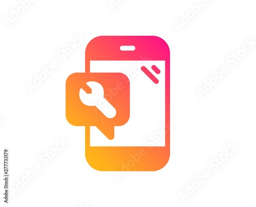 Spanner tool icon. Phone repair service sign. Fix instruments symbol. Classic flat style. Gradient phone repair icon. Vector