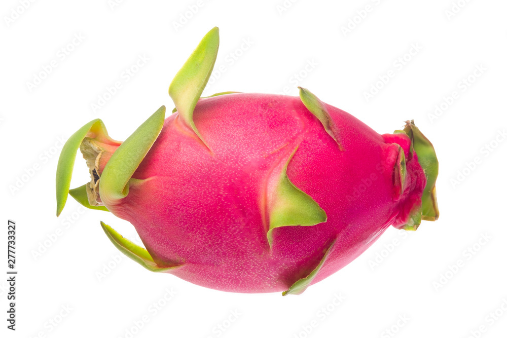 Fresh dragon fruit have color red on white background.