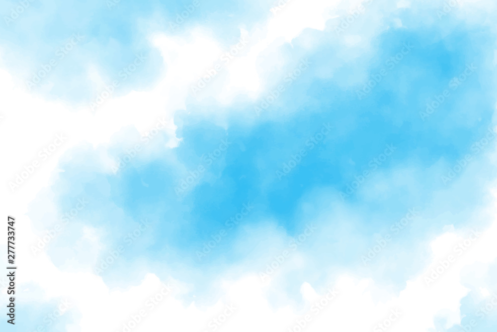 Watercolor sky with beautiful clouds. Abstract blue pastel background. Vector illustration with nice splash. Hand painted colorful texture or backdrop. Watercolor sky with beautiful clouds. Abstract blue pastel background. Vector illustration with nice splash. Hand painted colorful texture or backdrop.