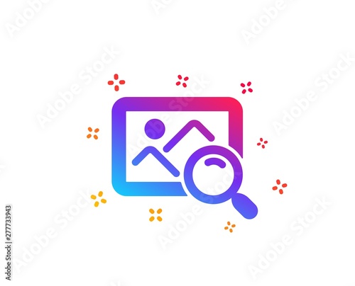 Search photo icon. Find image or picture sign. Dynamic shapes. Gradient design search photo icon. Classic style. Vector
