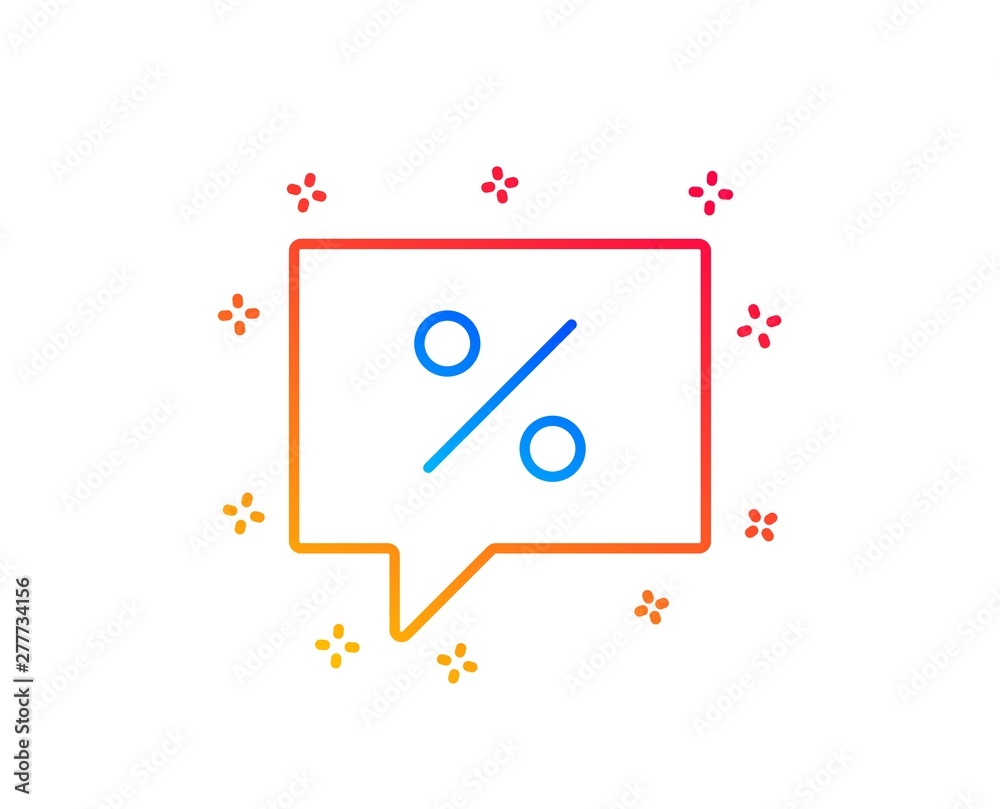 Shopping speech bubble line icon. Special offer chat sign. Sale with Discounts symbol. Gradient design elements. Linear discount message icon. Random shapes. Vector