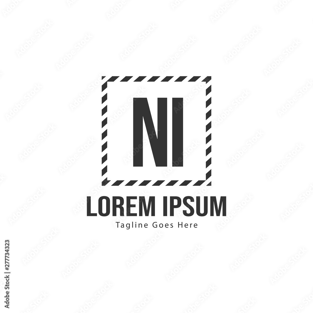 Obraz premium Initial NI logo template with modern frame. Minimalist NI letter logo vector illustration
