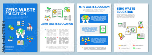 Zero waste education brochure template layout. Eco friendly school Flyer, booklet, leaflet print design with linear illustrations. Vector page layouts for magazines, annual reports, advertising poster
