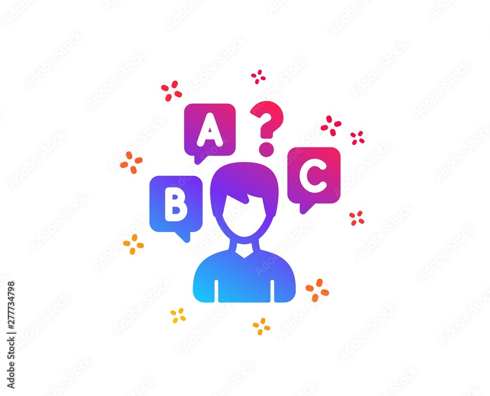 Quiz test icon. Select answer sign. Business interview symbol. Dynamic shapes. Gradient design quiz test icon. Classic style. Vector Quiz test icon. Select answer sign. Business interview symbol. Dynamic shapes. Gradient design quiz test icon. Classic style. Vector