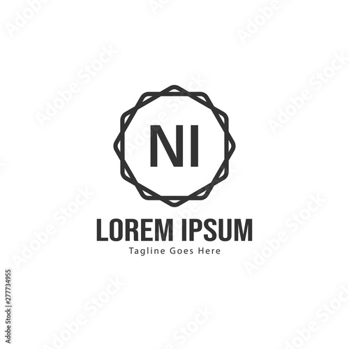 Initial NI logo template with modern frame. Minimalist NI letter logo vector illustration