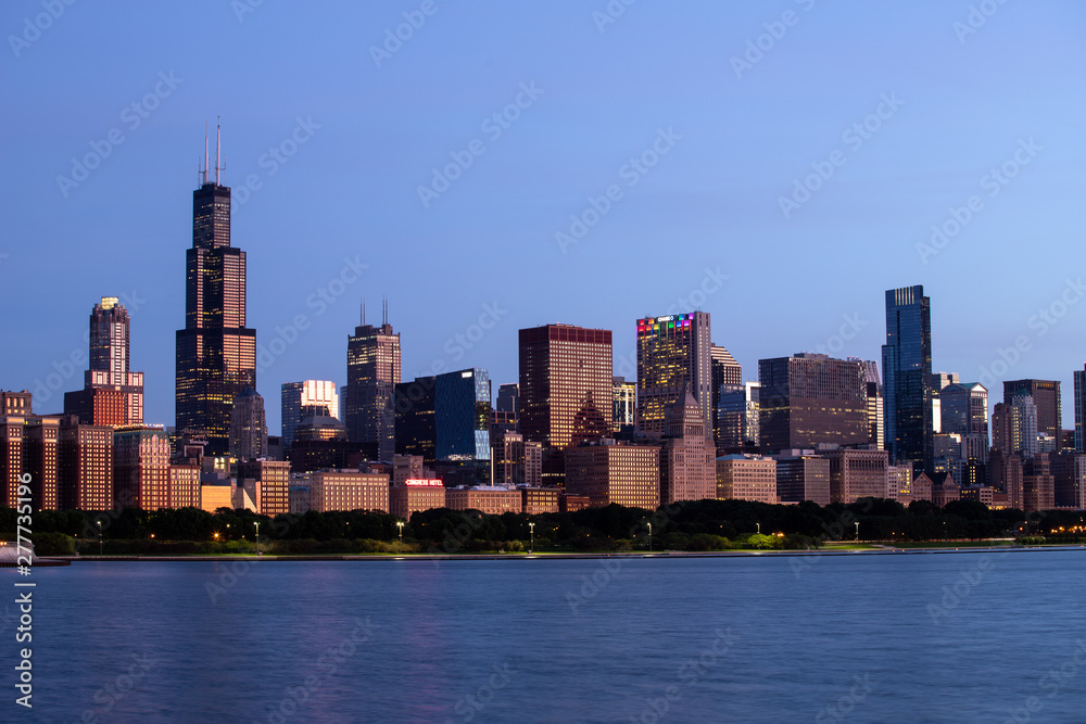 Chicago downtown skyline Cityscape from Lake Michigan