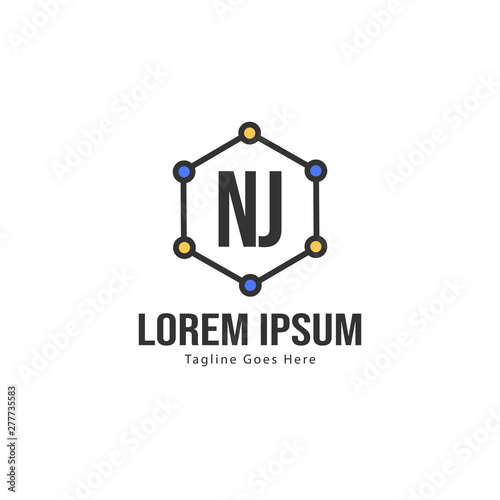 Initial NJ logo template with modern frame. Minimalist NJ letter logo vector illustration