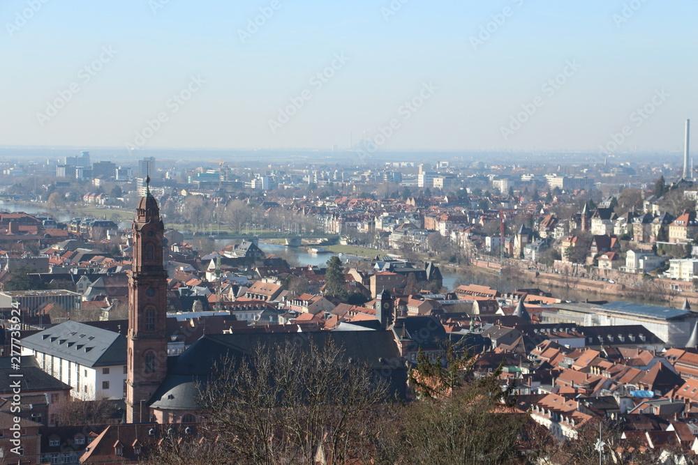 panoramic view of Heidelberg in spring