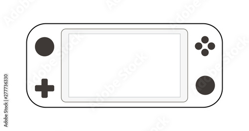 White Portable video game Console, handheld gadget for Video Gaming isolated on white background. Illustration for design, apps and web. Mockup
