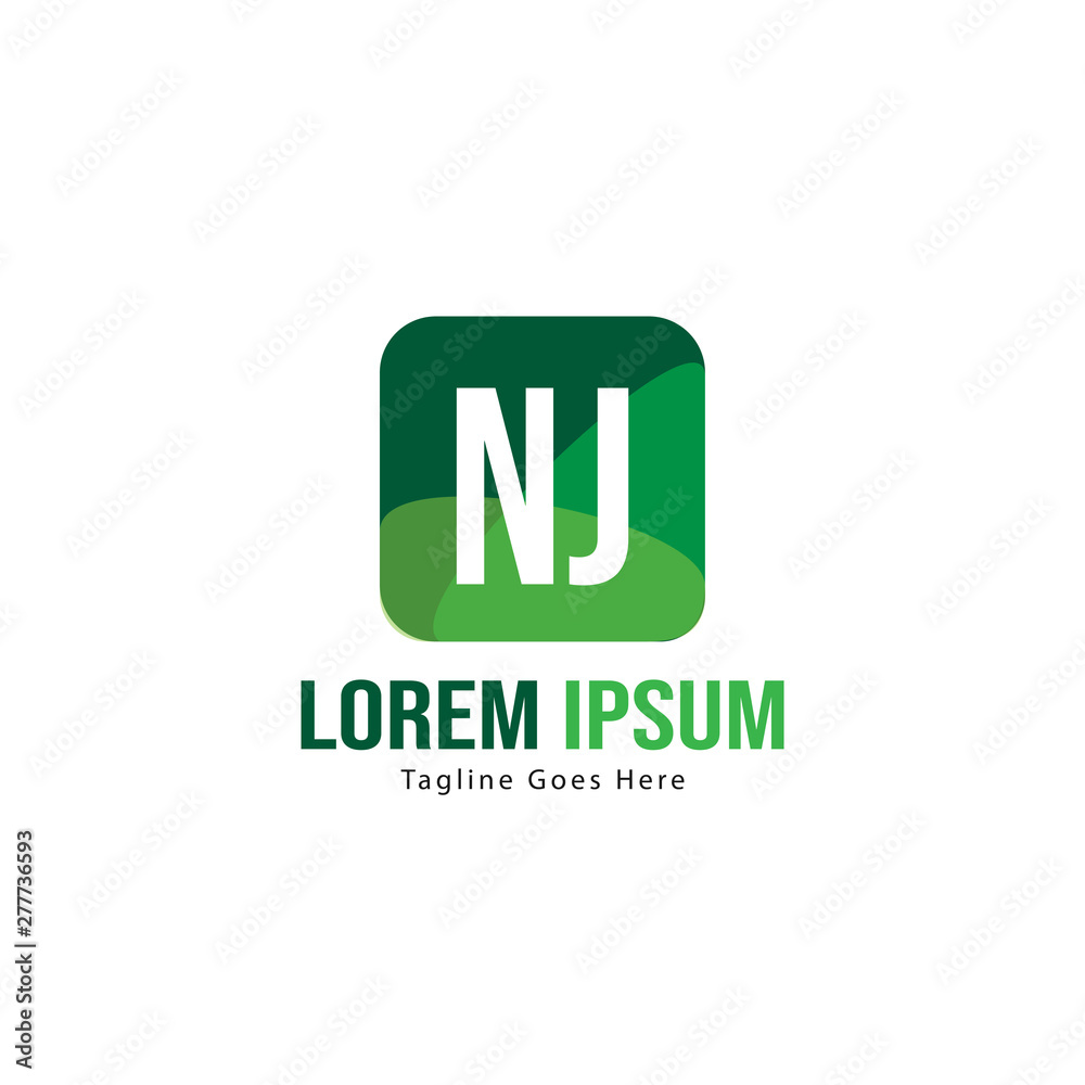 Initial NJ logo template with modern frame. Minimalist NJ letter logo vector illustration