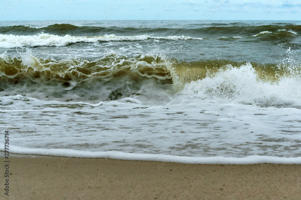 Sea coast. Tides and storms at sea. Waves on the Baltic Sea. Deserted seashore. Sea coast. Tides and storms at sea. Waves on the Baltic Sea. Deserted seashore.