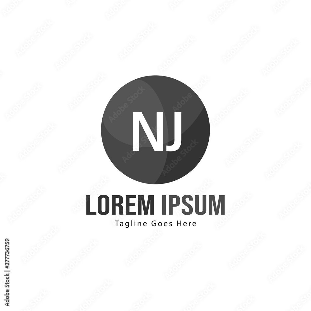 Initial NJ logo template with modern frame. Minimalist NJ letter logo vector illustration