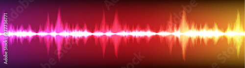 Panorama Digital Super Earthquake Wave with Circle Vibration on colorful  background,technology and earthquake wave concept,design for music industry,Vector,Illustration.