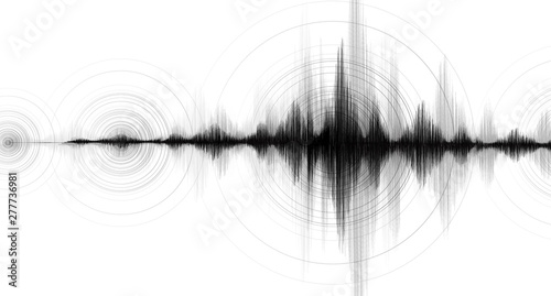 Earthquake Wave Low and Hight richter scale with Circle Vibration on White paper background,audio wave diagram concept,design for education and science,Vector Illustration.