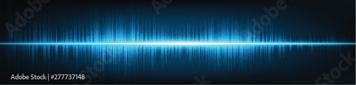 Panorama Digital Super Earthquake Wave on Light Blue  background,technology and Sound wave concept,design for music industry,Vector,Illustration.