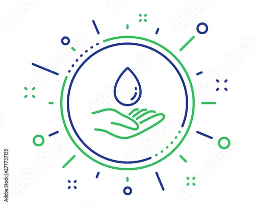 Water care line icon. Clean aqua drop sign. Hand symbol. Quality design elements. Technology water care button. Editable stroke. Vector