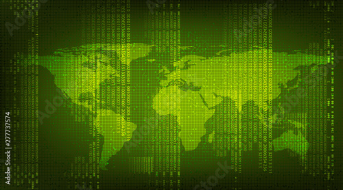 Cyber Digital Global on Green Technology Background Virus and Hacker Concept design Vector Illustration.