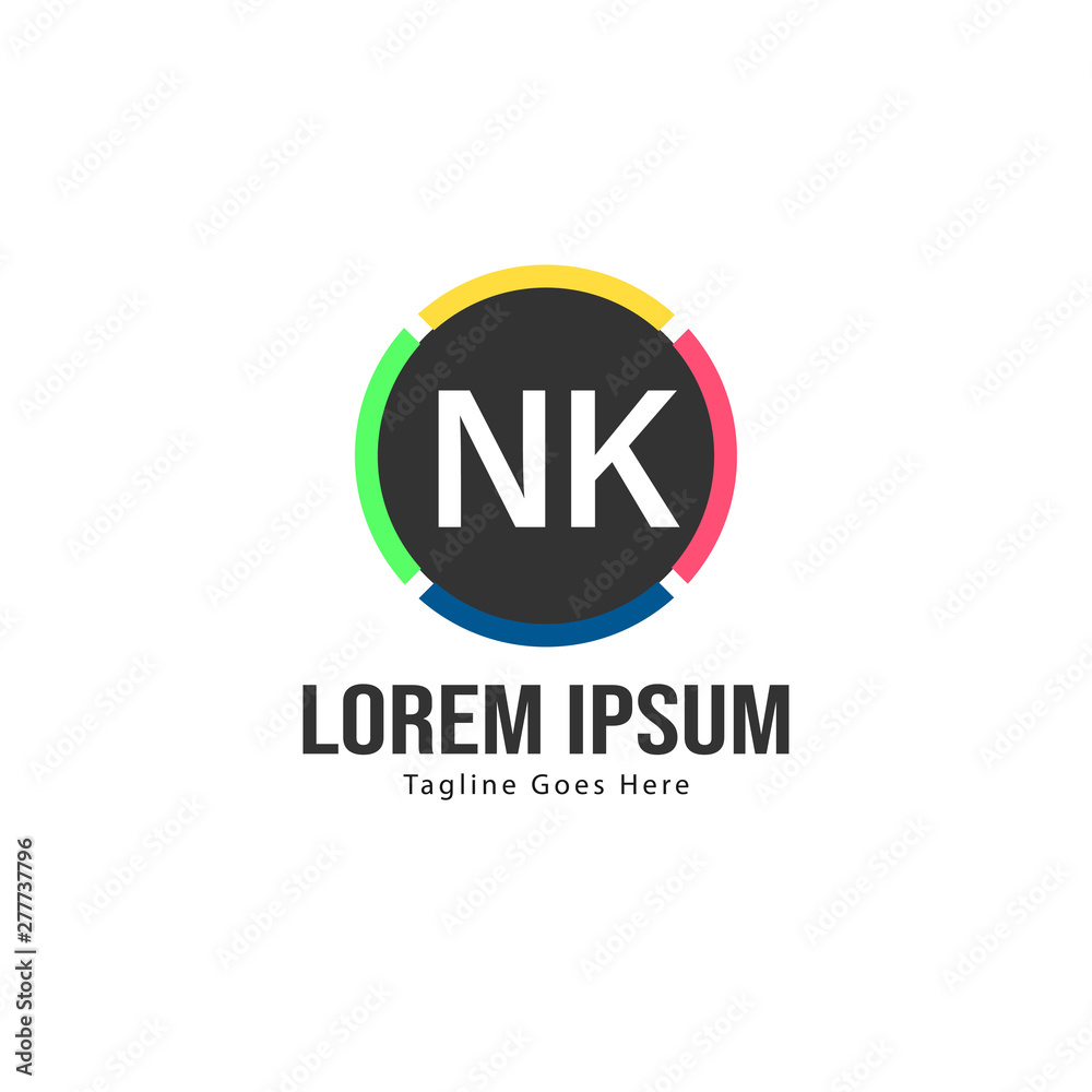 Initial NK logo template with modern frame. Minimalist NK letter logo vector illustration Initial NK logo template with modern frame. Minimalist NK letter logo vector illustration