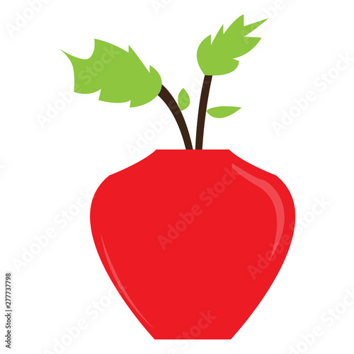 Plant on a pot over a white background - Vector