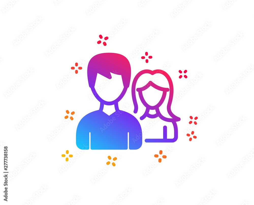 Group icon. Users or Teamwork sign. Male and Female Person silhouette symbol. Dynamic shapes. Gradient design teamwork icon. Classic style. Vector