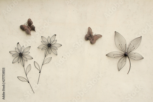Wandbild Blumen und SChmeterling