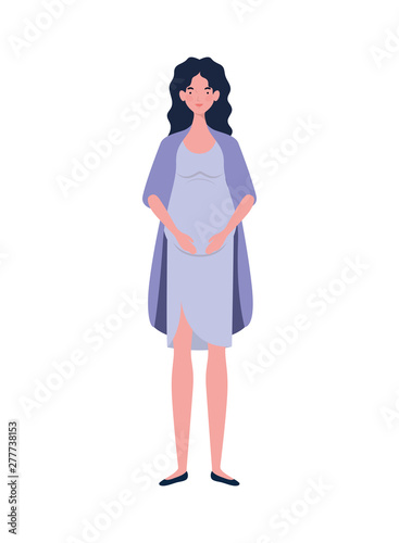 beautiful woman pregnant standing on white background © grgroup