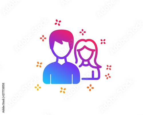 Group icon. Users or Teamwork sign. Male and Female Person silhouette symbol. Dynamic shapes. Gradient design teamwork icon. Classic style. Vector