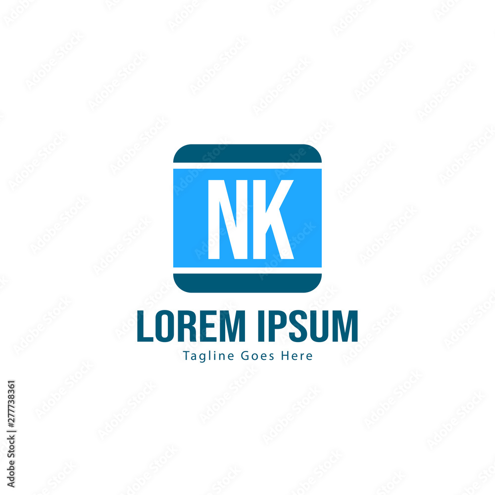 Initial NK logo template with modern frame. Minimalist NK letter logo vector illustration Initial NK logo template with modern frame. Minimalist NK letter logo vector illustration