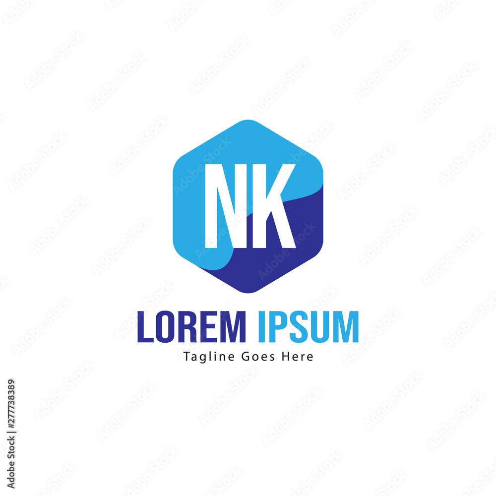 Initial NK logo template with modern frame. Minimalist NK letter logo vector illustration Initial NK logo template with modern frame. Minimalist NK letter logo vector illustration