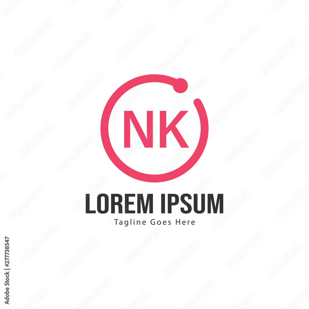 Initial NK logo template with modern frame. Minimalist NK letter logo vector illustration Initial NK logo template with modern frame. Minimalist NK letter logo vector illustration