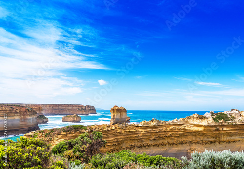 The Razorback rock in Port Campbell National Park, Victoria, Australia. Copy space for text.