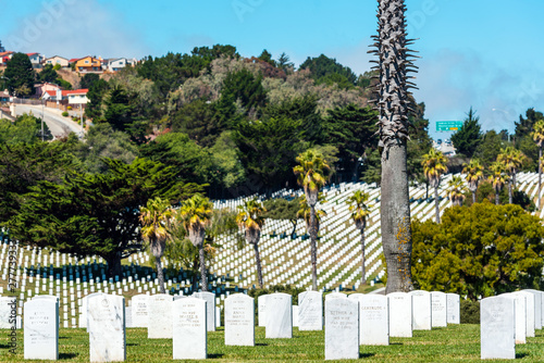Golden Gate National Cemetery, San Bruno, California, USA.