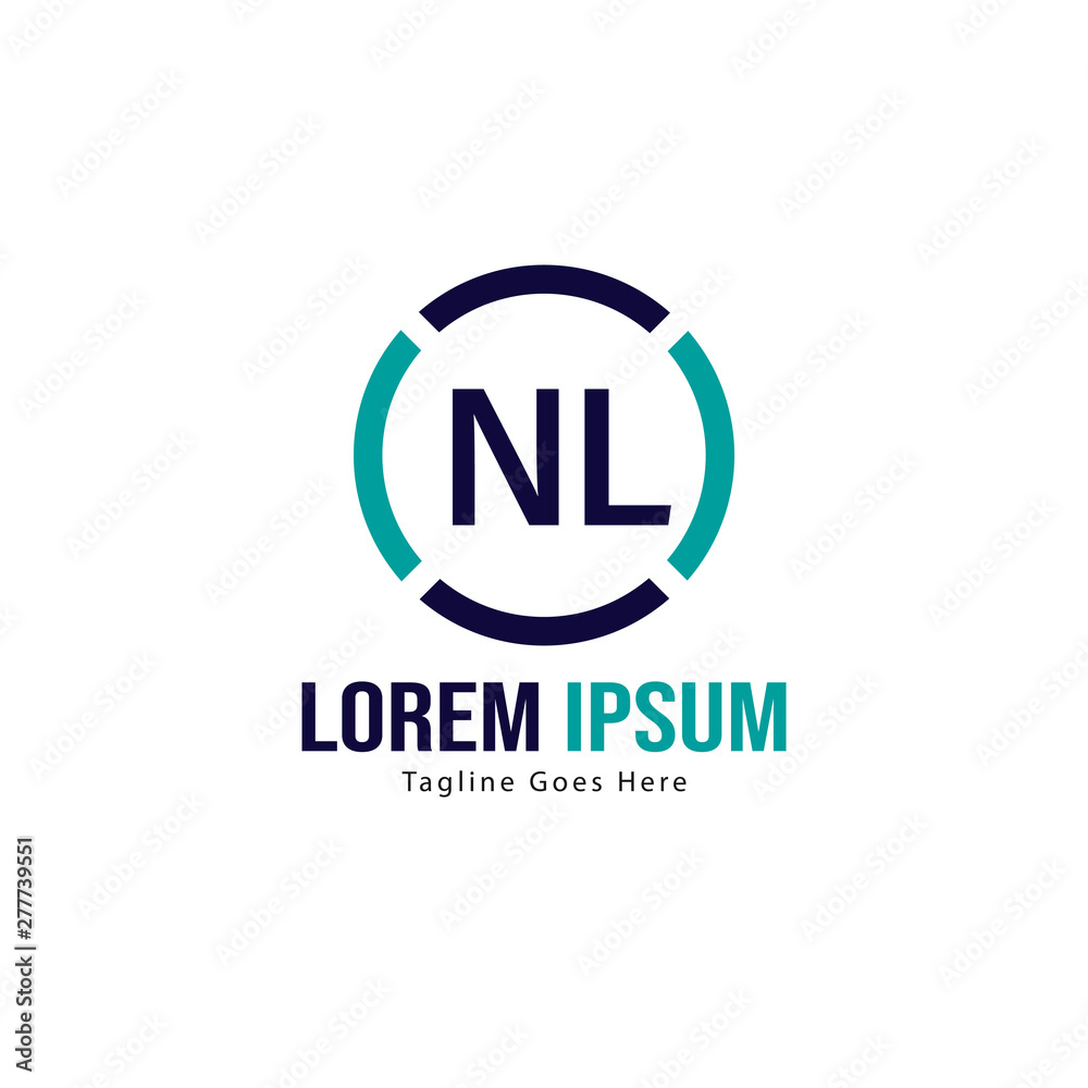 Initial NL logo template with modern frame. Minimalist NL letter logo vector illustration Initial NL logo template with modern frame. Minimalist NL letter logo vector illustration