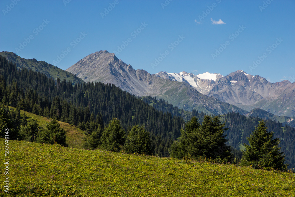 Almaty mountains landscape. Summer view of Kok Zhailau