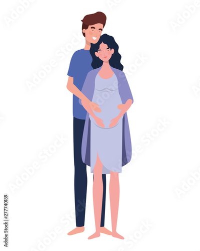 pregnant woman with husband standing